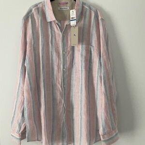 Tommy Bahama Pink and Blue Casual Button Down Shirt